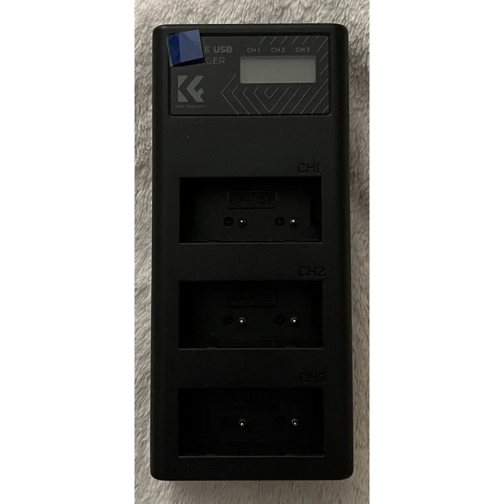 K&F Concept NP-W126 3 Slot Battery Charger & Three Rechargeable Batteries Unused